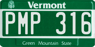 VT license plate PMP316