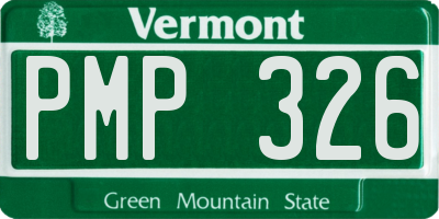 VT license plate PMP326