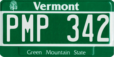 VT license plate PMP342