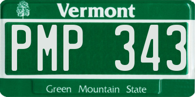 VT license plate PMP343