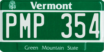 VT license plate PMP354