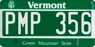 VT license plate PMP356