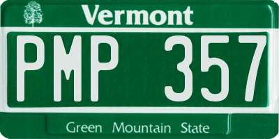 VT license plate PMP357