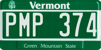 VT license plate PMP374