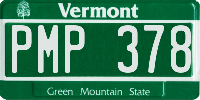 VT license plate PMP378