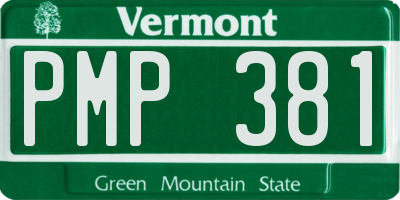 VT license plate PMP381