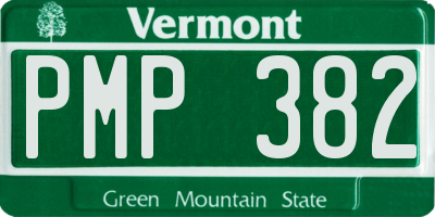VT license plate PMP382
