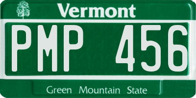 VT license plate PMP456