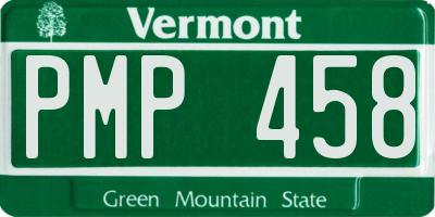 VT license plate PMP458