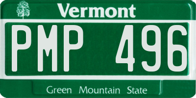 VT license plate PMP496