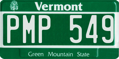 VT license plate PMP549