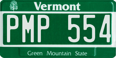 VT license plate PMP554