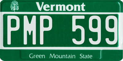 VT license plate PMP599