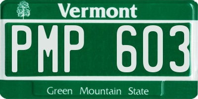 VT license plate PMP603