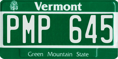 VT license plate PMP645
