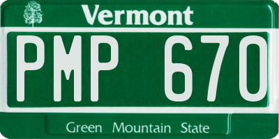VT license plate PMP670