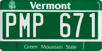 VT license plate PMP671
