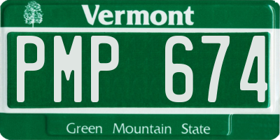 VT license plate PMP674