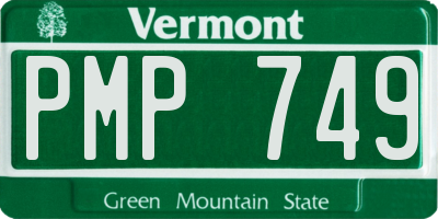 VT license plate PMP749