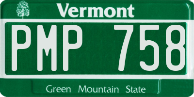 VT license plate PMP758