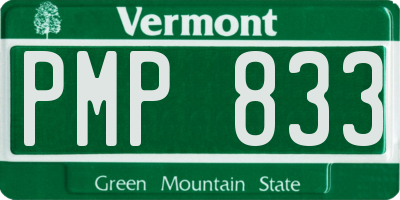 VT license plate PMP833