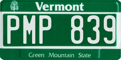 VT license plate PMP839