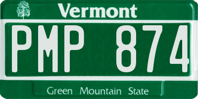VT license plate PMP874