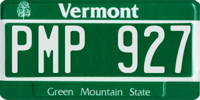 VT license plate PMP927