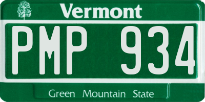 VT license plate PMP934