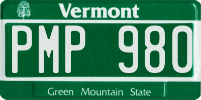 VT license plate PMP980