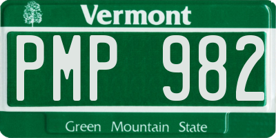 VT license plate PMP982