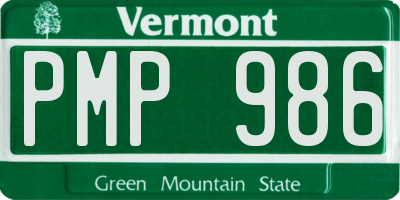 VT license plate PMP986