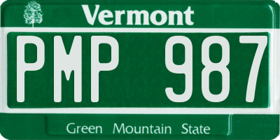 VT license plate PMP987