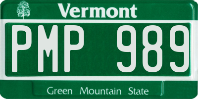 VT license plate PMP989