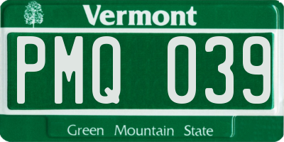 VT license plate PMQ039