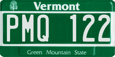 VT license plate PMQ122