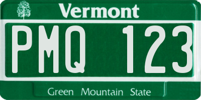 VT license plate PMQ123