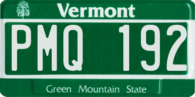 VT license plate PMQ192