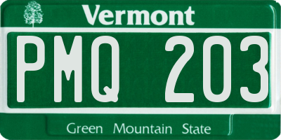 VT license plate PMQ203