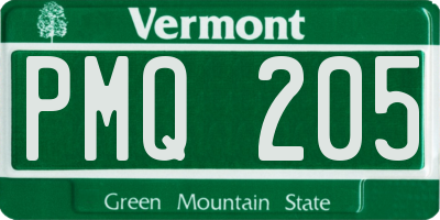 VT license plate PMQ205