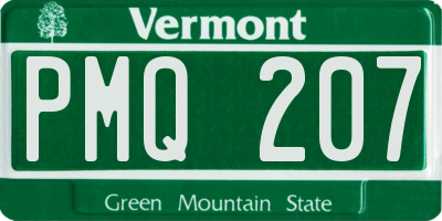 VT license plate PMQ207