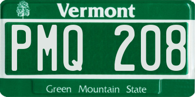 VT license plate PMQ208