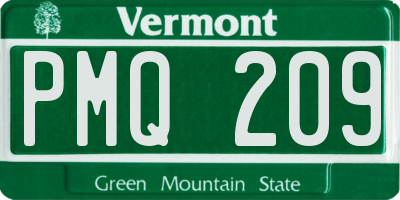 VT license plate PMQ209