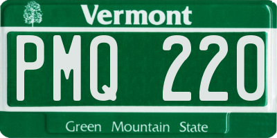 VT license plate PMQ220