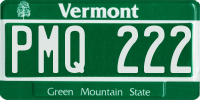 VT license plate PMQ222