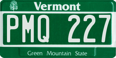 VT license plate PMQ227