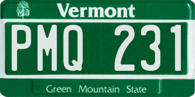 VT license plate PMQ231