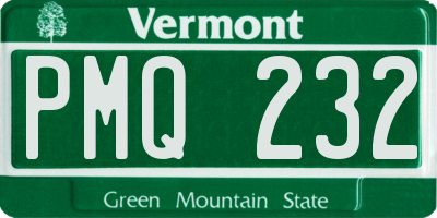 VT license plate PMQ232