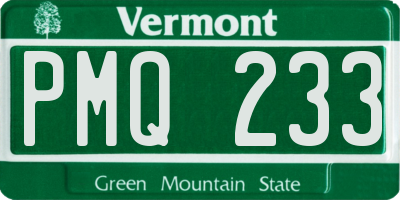 VT license plate PMQ233