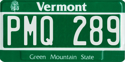 VT license plate PMQ289